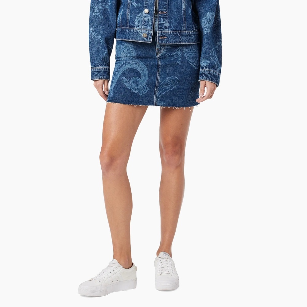 Hudson The Viper Mini Skirt Indigo Paisley  Size 28 NWT